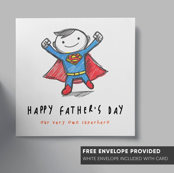 BYANIKA Vatertagskarte „Superdad“ – Niedliches Geschenk Von Kindern, Mit Bären-Motiv