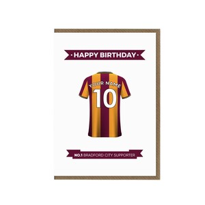Bradford City Geburtstagskarte | The Bantams Fan Grußkarte | Bradford City Shirt | Bradford Unterstützer Geschenk | Fußball-Fan