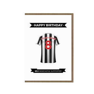 d'anniversaire personnalisée Newcastle United | Carte de voeux de fan de Newcastle | Carte Chemise Newcastle | Cadeau pour supporter de Newcastle | Fan de football