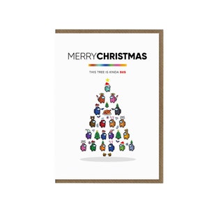 Biglietto di Natale tra noi / Biglietto d'auguri impostore / Regalo di Natale del giocatore / Carta divertente dell'umorismo / Gioco Unisex / Figlio Figlia Amico Nipote