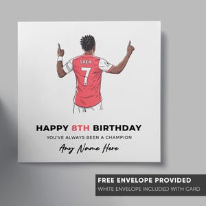 Biglietto di compleanno personalizzato Bukayo Saka / Biglietto d'auguri dell'Arsenal / Compleanno di Bukayo Saka / Biglietto di compleanno Fooball dell'Arsenal / Biglietto del tifoso dei Gunners