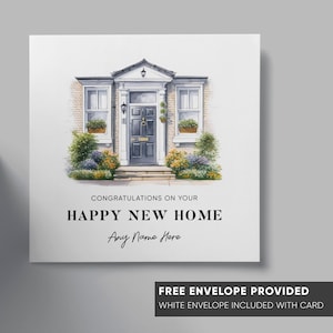 Biglietto personalizzato per la felice nuova casa / congratulazioni al proprietario della casa / biglietto per il riscaldamento della casa / biglietto per la prima casa / biglietto per il trasloco / floreale per la porta d'ingresso