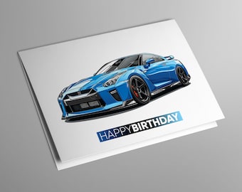 Nissan GTR Skyline Birthday Card | R35 Godzilla Enthusiast | Sports Car Lover | Card For Dad Son Brother Uncle Friend Grandad | Petrol Head