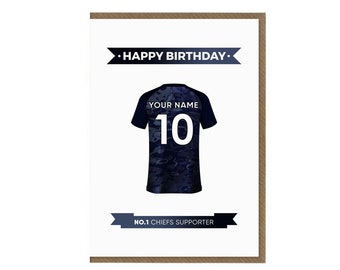 Personalised Exeter Chiefs Birthday Card | Rugby Fan Greeting Card | Rugby Shirt Theme Card | Supporter Top Gift | Exeter Chiefs Team Jersey