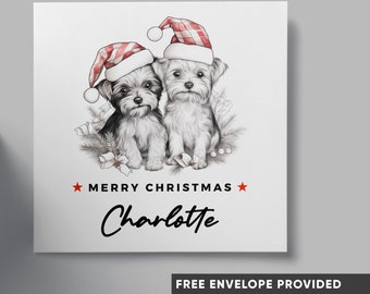 Personalisierte Weihnachtskarte | Hund Theme | Haustier Tier Liebhaber Weihnachtskarte | Einfache Karte für alle | Klassische Weihnachtskarte | Hund Mama Papa Karte