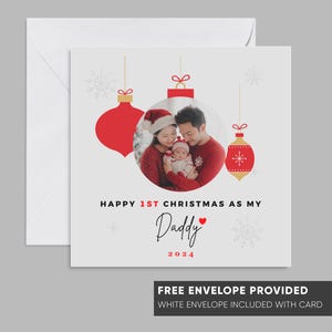 Gepersonaliseerde Happy First Christmas As My Daddy Dad Merry Christmas Card | Fotokaart 1e kerst nieuwe babykaart | Fotokaart vader
