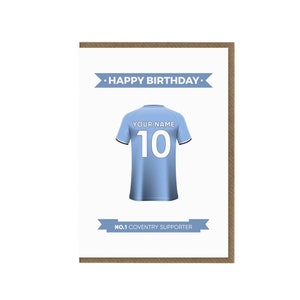 d'anniversaire personnalisée de la ville de Coventry | Le fan de blues carte de vœux | Chemise ville de Coventry | Cadeau pour supporter de Coventry | Fan de football