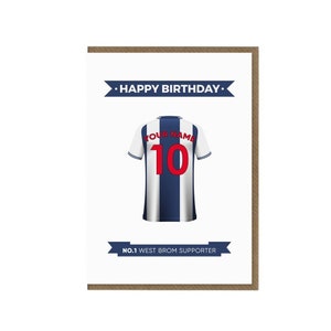 West Bromwich Albion Fc Geburtstagskarte | West Brom Fan Grußkarte | Albion Shirt Karte | Baggies Anhänger Geschenk | Fußball-Fan