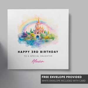 Personalisierte Prinzessin Schloss Geburtstagskarte | Prinzessin Geburtstagskarte | jeder Alterskarte für Mädchen | Märchen, Prinzessin, Mädchengeburtstag