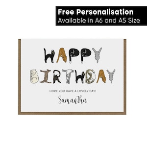 Cats Birthday Card | Personalised Greeting Card | Cat Lover Gift | Kitten Funny Card | A5 And A6 Size