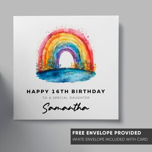Carte d'anniversaire personnalisée | Thème floral arc-en-ciel | carte postale pour elle | Maman Grand-mère Tante Sœur Ami Épouse Meilleure fille | Jolie carte d'anniversaire