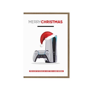 Playstation 5 Tarjeta de felicitación de Navidad Ps5 Consola de juegos Juegos Regalo de Navidad Unisex Divertido Humor Broma Ya que no pude conseguir Play Station 5