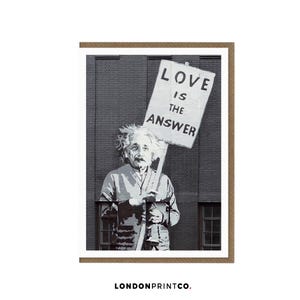 de voeux Banksy | Graffitis de rue | Carte de départ de félicitations d'anniversaire d'anniversaire toutes les occasions | L'amour est la réponse Einstein