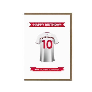 Gepersonaliseerde Bolton Wanderers verjaardagskaart | Wenskaart van de ventilator van dravers | Wanderers-shirt | Bolton Supporter-cadeau | Voetbalfan