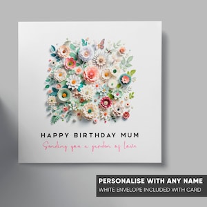 Gepersonaliseerde verjaardagskaart | Bloemen verjaardagskaart | Moeder, grootmoeder, tante, dames, bestie, vriendin | Verjaardagskaart met boeket bloemen