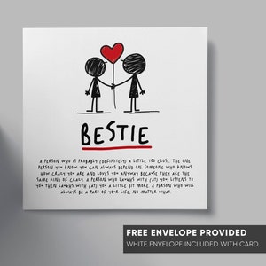Karta z definicją Bestie | prezent urodzinowy dla Bestie | kartka z pozdrowieniami dla przyjaciółki ze szkoły | karta dla najlepszej przyjaciółki ze studiów wyższych | prezent w postaci kartki świątecznej