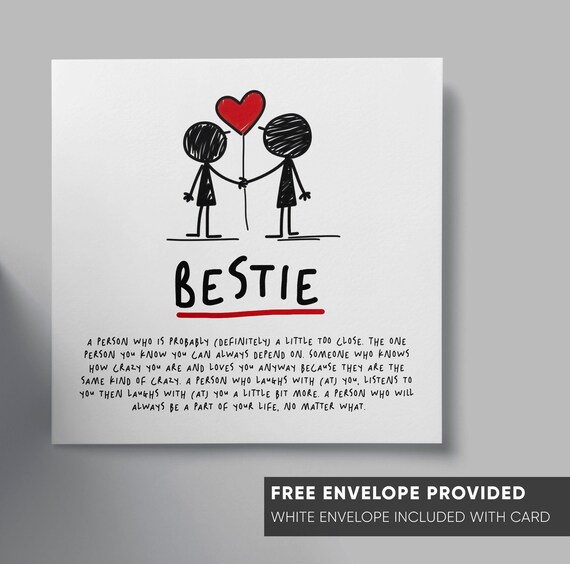 Bestie Geburtstagskarte – Karte Für Beste Freundin, Freundschaftskarten, 12,7 X 17,8 Cm, Mit Umschlag