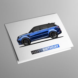 Range Rover Sport SVR verjaardagskaart | Landroverliefhebber | 4x4 autoliefhebber | Kaart voor vader zoon broer oom vriend opa | Benzine hoofd