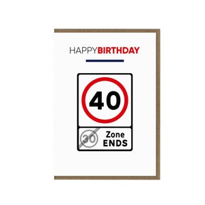 Grappige 40e verjaardagskaart | Verkeersbord | Grap Humor Cadeau | Veertig Car Speed Limit Joke | Kaart voor zoon dochter vriend bestie neef mama papa