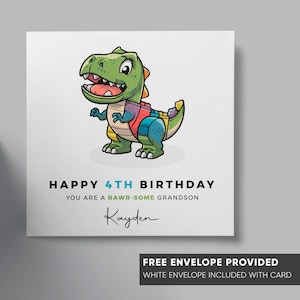 Carte d'anniversaire personnalisée dinosaure garçons filles carte de premier anniversaire faite main 2e 3e 4e carte d'anniversaire frère fils soeur petit-fils neveu