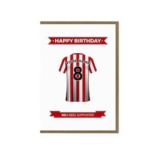 d'anniversaire personnalisée Brentford FC | Carte de voeux de fan de Brentford | Carte Chemise Brentford | Cadeau pour sympathisant de Brentford | Fan de football
