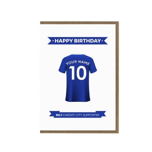 Gepersonaliseerde Cardiff City verjaardagskaart | De Bluebirds Fan wenskaart | Cardiff City-shirt | Cardiff supporterscadeau | Voetbalfan
