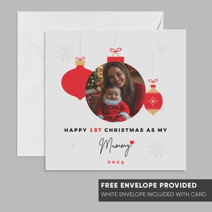 Gepersonaliseerde Happy First Christmas As My Mummy Mum Merry Christmas Card | Fotokaart 1e kerst nieuwe babykaart | Moeder moeder fotokaart