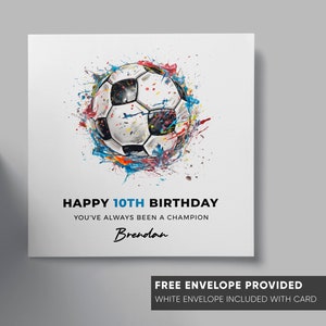 Fußball-Birthday-Karte | Personalisierte Karte für Junge Mädchen | Sohn Tochter Fußball Karte | Papa Bruder Schwester Mama Fußballkarte | Enkel Neffe