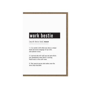 Arbeit Bestie Definition Karte | Arbeit Bestie Geburtstagsgeschenk | Work Friend Grußkarte | Arbeitsplatz-Bester Freund-Karte | Co-worker Geburtstag