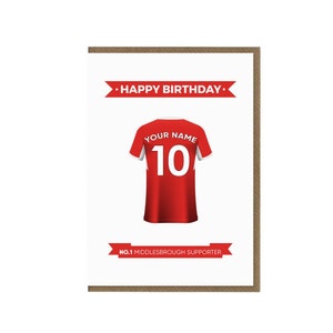 Biglietto di auguri di compleanno personalizzato per il Middlesbrough / Biglietto per tifosi del Middlesbrough / Maglietta del Middlesbrough / Regalo per tifosi del Middlesbrough / Tifoso di calcio