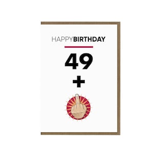 Carte drôle du 50e anniversaire | 49+1 Cadeau de cinquante ans | Thème Middle Finger Up Humour pour adultes | Carte Cinquantième anniversaire grossier
