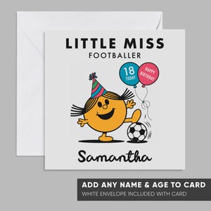 Carte d'anniversaire personnalisée | Carte drôle pour elle | Petite Miss footballeuse | Thème du livre de dessin animé | Meilleure amie maman fille | Football Football