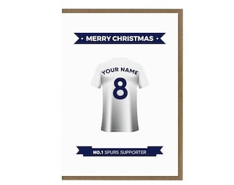 Personalised Tottenham Hotspur Fc Christmas Card | Spurs Fan Greeting Card | Tottenham Shirt Card | Tottenham Supporter Gift | Football Xmas