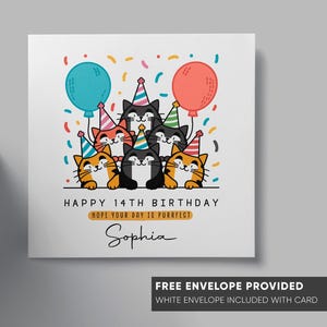 Tarjeta de cumpleaños personalizada con diseño de gato Purrfect / Para él, hijo, nieto, sobrino, papá, hermano, tío, novio, esposo, pareja, niño, prometido