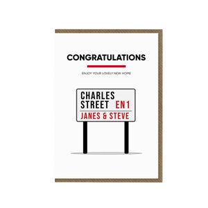 Personalizzato New House Card / House Warming Card / New Home Card / Funny Homeowner House Purchase Congratulazioni / Street Road Sign