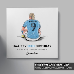 Erling Haaland Geburtstagskarte | Handgestrickte Manschettenknopf-Karte | Erling Haaland Geburtstag | Man City Fooball Geburtstagskarte | Personalisierte Karte