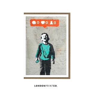 Tarjeta de felicitación de Banksy / Arte de grafiti callejero / Tarjeta de felicitación de aniversario de cumpleaños para cualquier ocasión / A nadie le gusto mi chico llorando