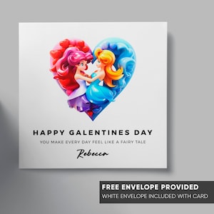 Carte personnalisée de la Saint-Valentin | Thème Princesse | Carte Galentine | Carte Bestie Meilleur Ami | Carte drôle de soeur d’âme d’humour | Fille célibataire