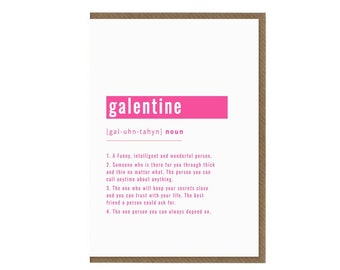 Galentine's Day Definition Card | Galentines Gift | Galentine Card | Bestie Best Friend Card | Funny Humour Soul Sister Card | Single Girl