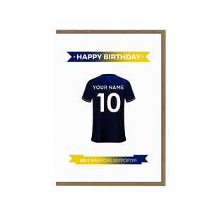 Carte d’anniversaire personnalisée des guerriers | Carte de vœux des fans de rugby | Carte thématique de maillot de rugby | Haut des supporters | Maillot de l'équipe des Worcester Warriors