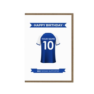 Gepersonaliseerde Wigan Fc verjaardagskaart | Wigan Fan wenskaart | Wigan-shirtkaart | Het Latics Supporter-cadeau | Voetbalfan