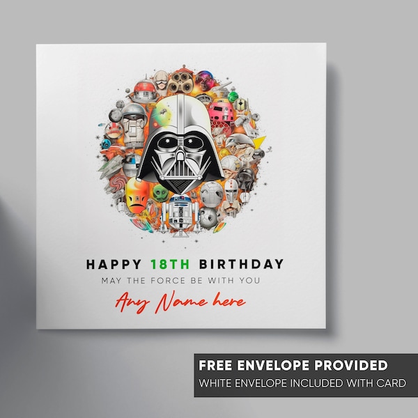 Star Wars Personalised Birthday Card Any Name And Age | Baby Yoda | Darth Vader |  Star Wars Funny Card Storm Trooper Princess Leia R2-D2