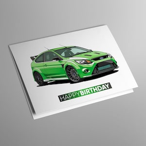 フォード フォーカス RS バースデー カード | RS ターボ愛好家 | スポーツカー愛好家 | お父さん、息子、兄弟、叔父、友人、おじいちゃんへのカード | ガソリン ファン