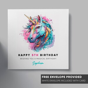 Carte d'anniversaire personnalisée | fille, petite-fille, nièce | filles roses 1ère 2ème 3ème 4ème 5ème 6ème carte | joli thème de graffiti de licorne