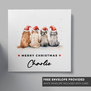 Tarjeta de Navidad personalizada / Tema del perro / Tarjeta de Navidad amante de los animales de compañía / Tarjeta simple para todos / Tarjeta de Navidad clásica / Tarjeta de papá de mamá perro