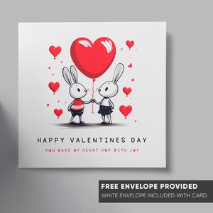 Valentinstagskarte | Hase Motiv | Niedliche Karte für Mann Frau | Freundin Freund Partner Valentine Geschenk | Lustige Karte für Liebhaber