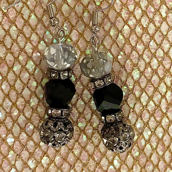 Gorgeous Black Glitzy Earrings