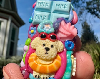 Estuche para encendedor Kawaii – OOZE Pal PopRox / Planet BARK – Mini Bic adorable hecho a mano, pieza única de colección
