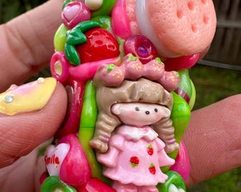 Pink Cream Kawaii Lighter Case | Juicy OOZE – Cute Strawberry Dessert Pal – Handmade Mini Lighter Cover – OOAK Collectible