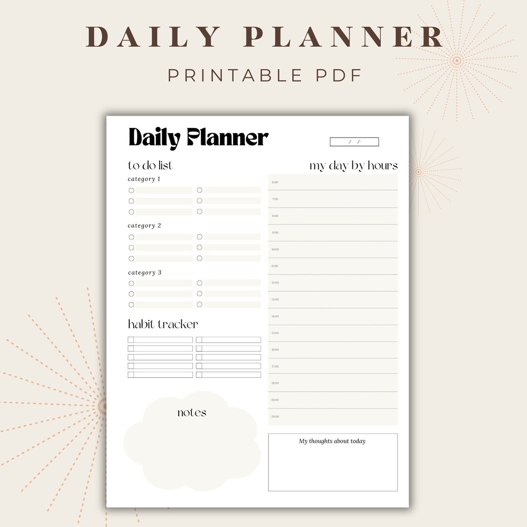 Printable Daily Planner Student Planner Personal Daily Etsy Printable Daily Planner Student Planner Personal Daily Etsy
